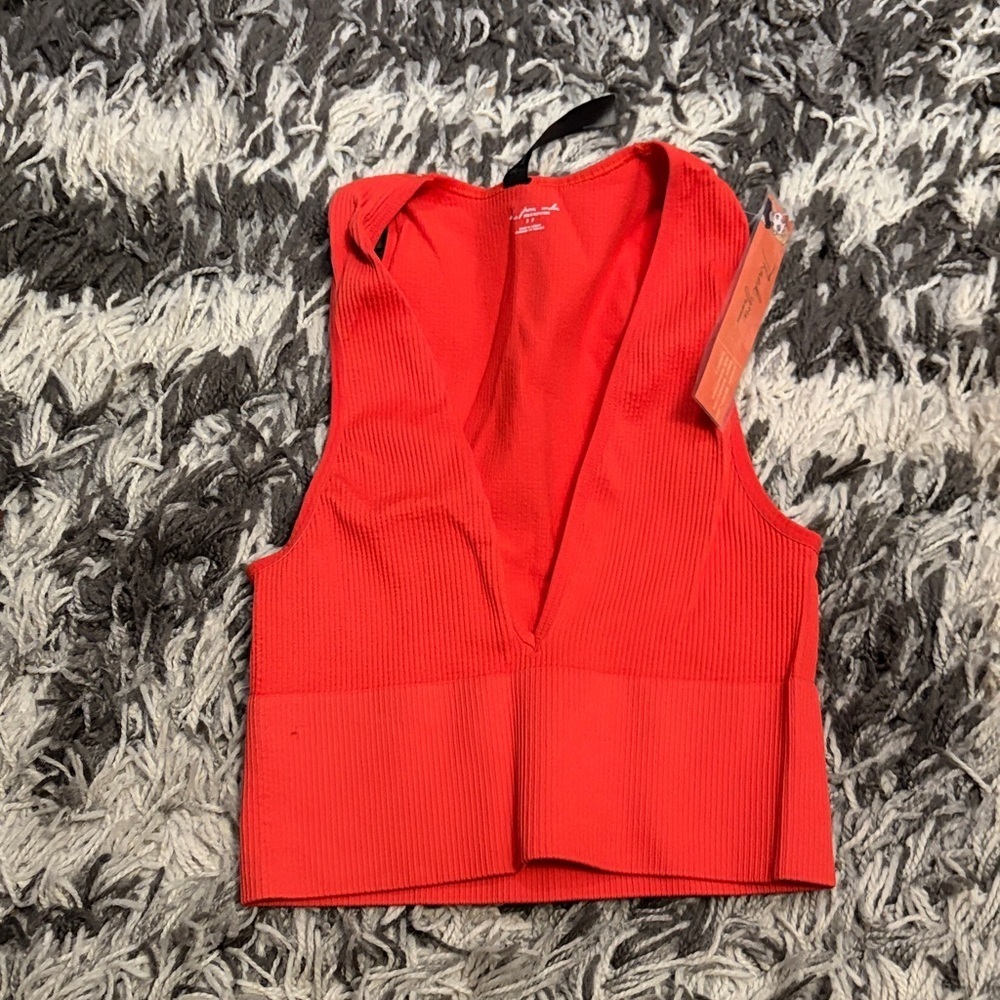 Urban Outfitters Bold Red V-Neck Crop Top